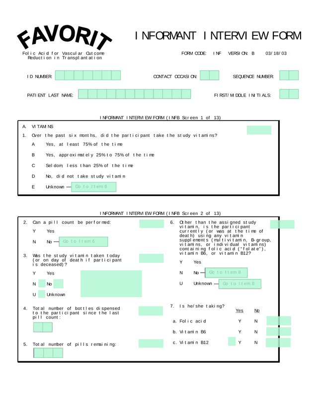 Informant Interview Form screenshot