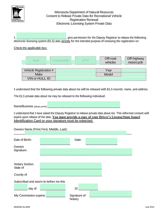 Consent To Release Private Data For Recreational Vehicle Registration Renewal screenshot