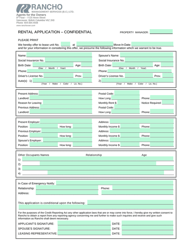 Rental Application   Confidential screenshot
