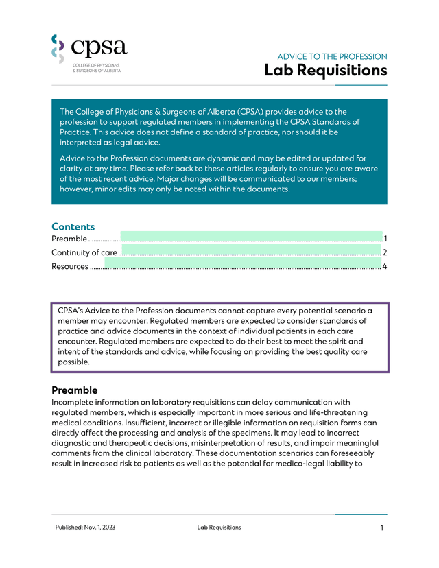 Lab Requisitions screenshot