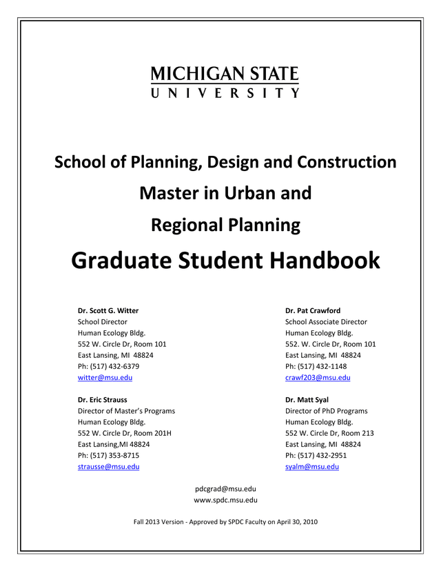 Master In Urban And Regional Planning Graduate Student Handbook screenshot