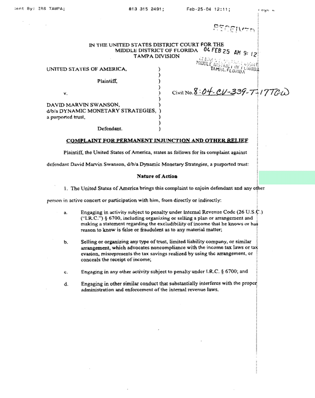 United States Of America V. David Marvin Swanson screenshot