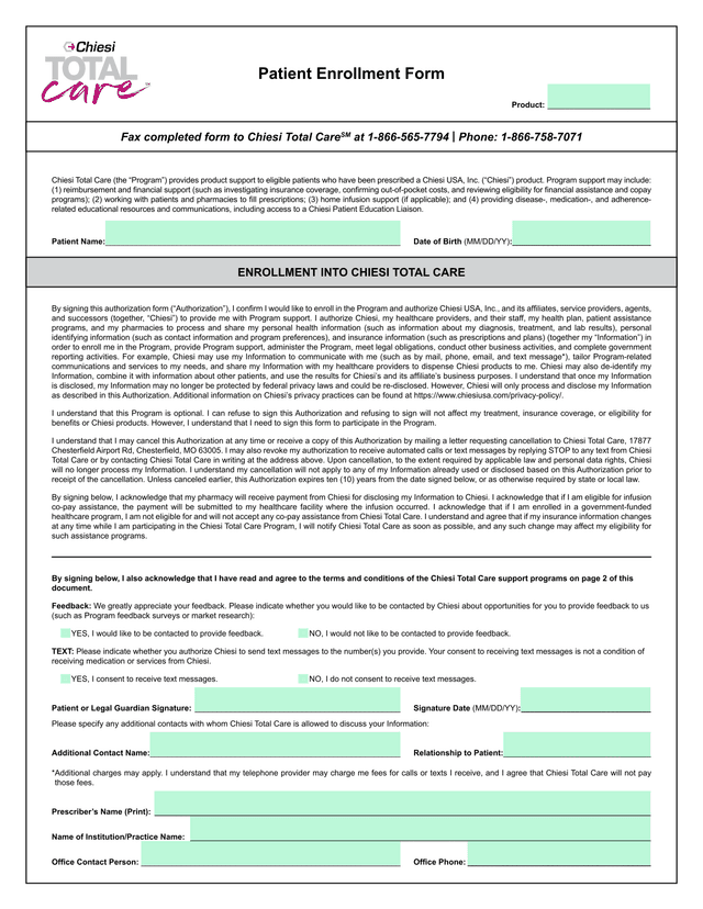 Enrollment Into Chiesi Total Care screenshot