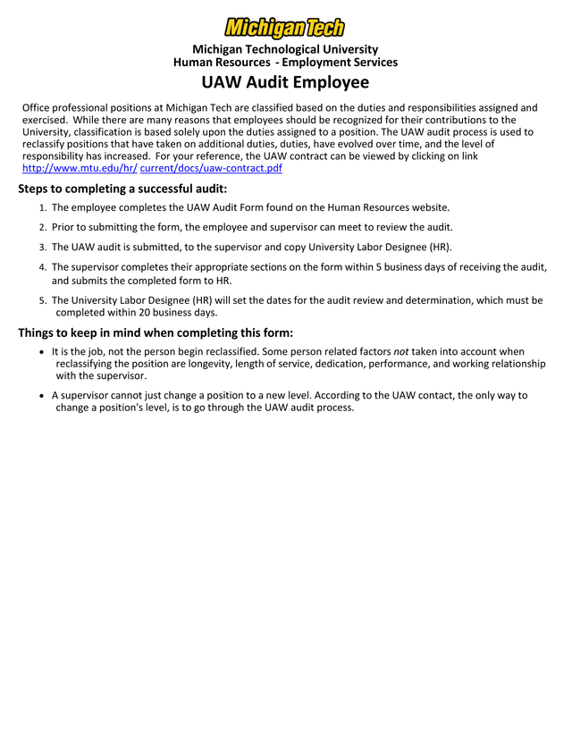 UAW Audit Employee screenshot