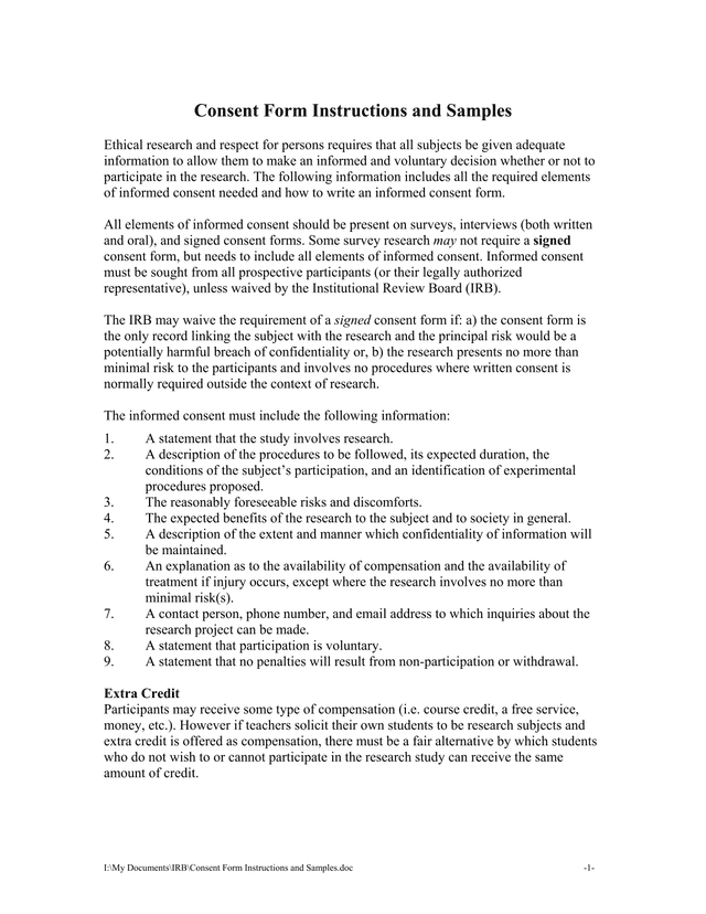 Consent Form Instructions And Samples screenshot