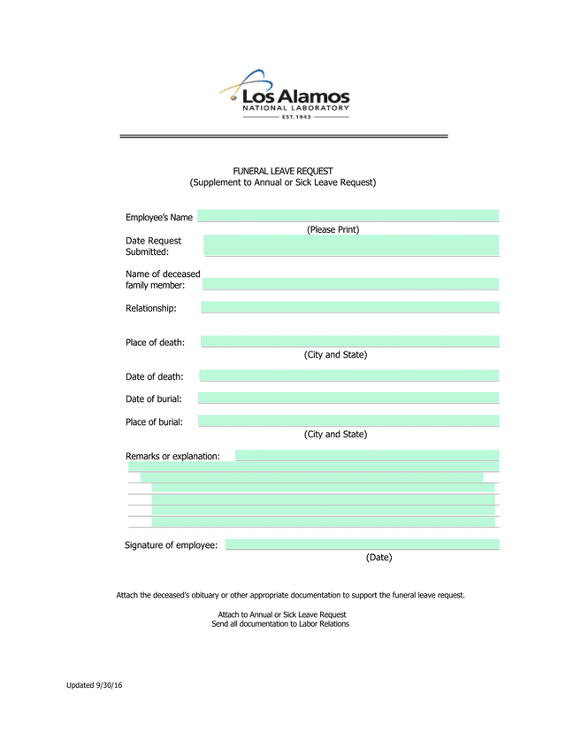 Funeral Leave Request screenshot