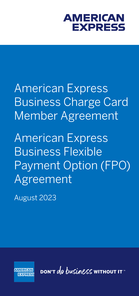 American Express Business Charge Card Member Agreement screenshot