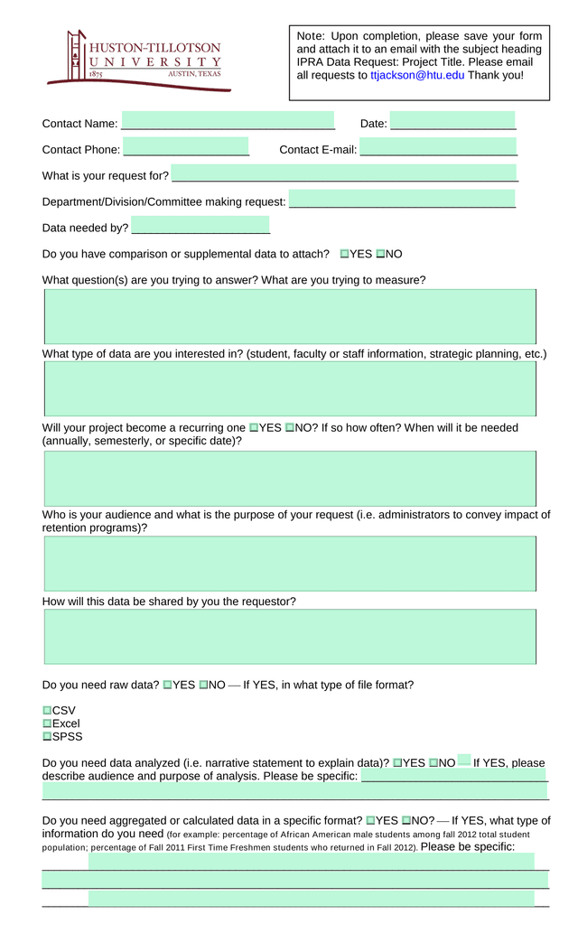 IPRA Data Request Form screenshot