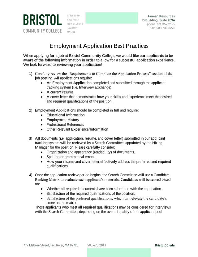 Employment Application Best Practices screenshot