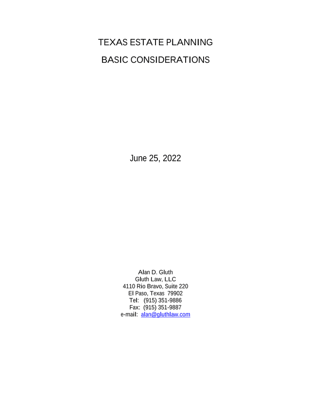 Texas Estate Planning Basic Considerations screenshot