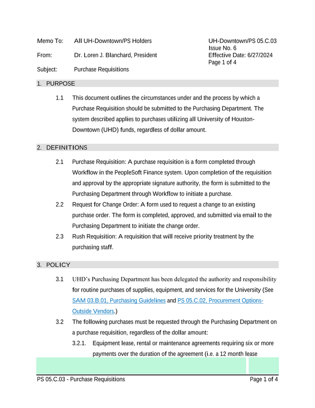 PS 05.C.03   Purchase Requisitions screenshot