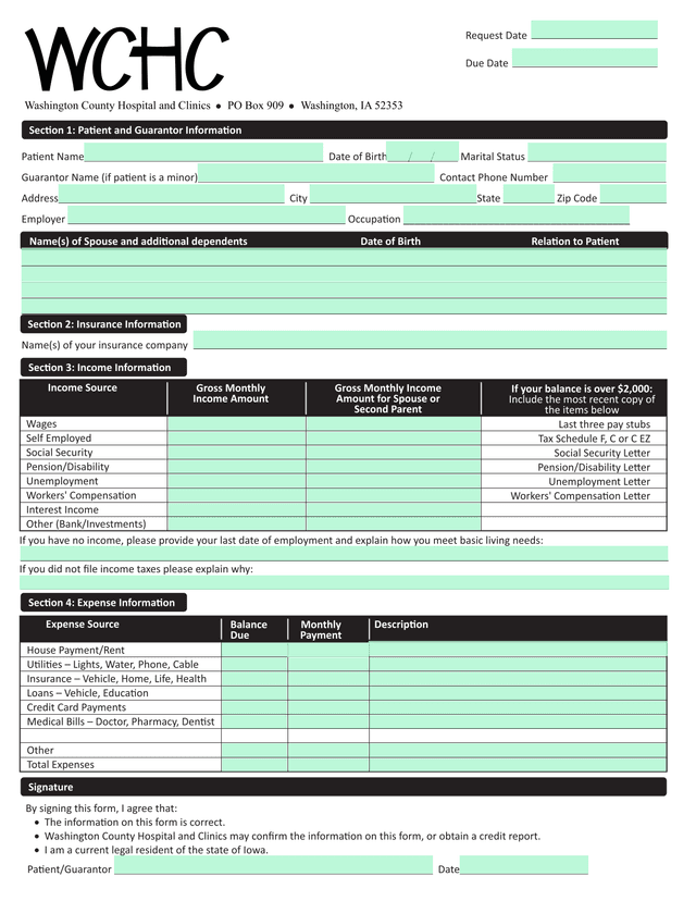 Financial Assistance Application screenshot