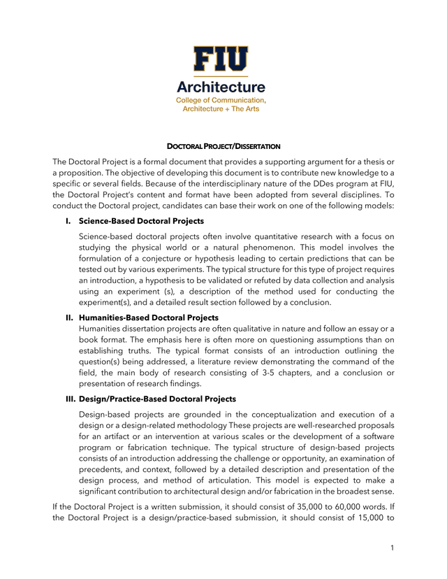 Doctoral ProjectDissertation Guidelines screenshot