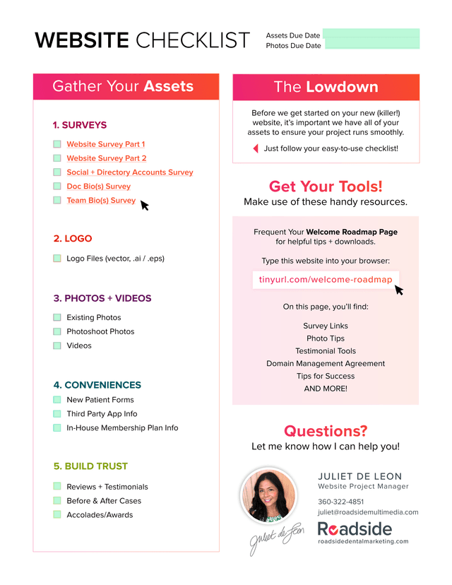 Website Checklist screenshot