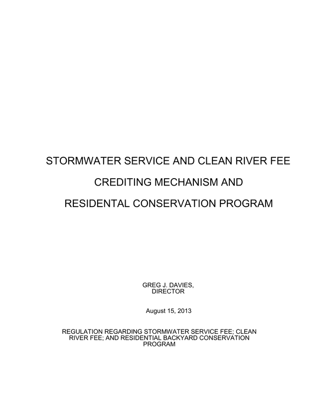 Stormwater Service And Clean River Fee Crediting Mechanism And Residential Conservation Program screenshot