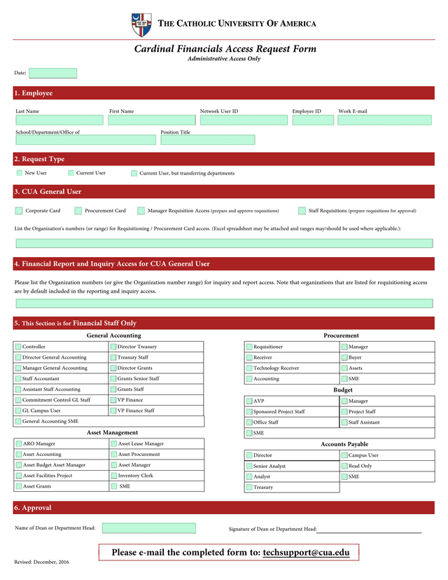 Cardinal Financials Access Request Form screenshot