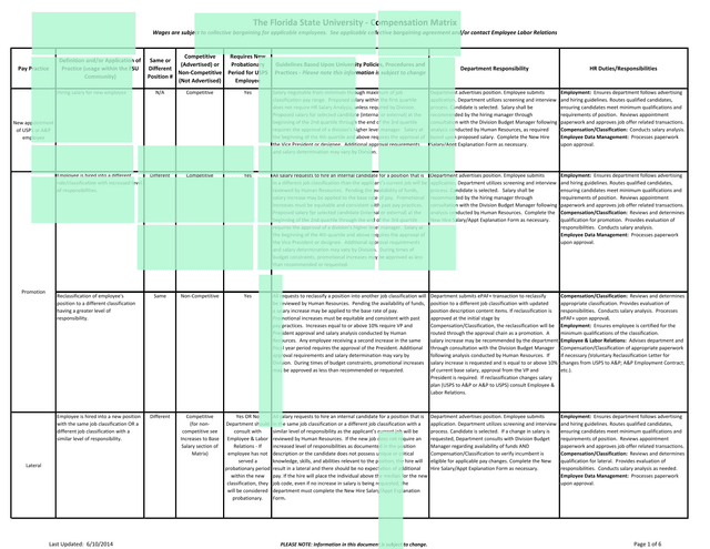 Florida State University   Compensation Matrix screenshot
