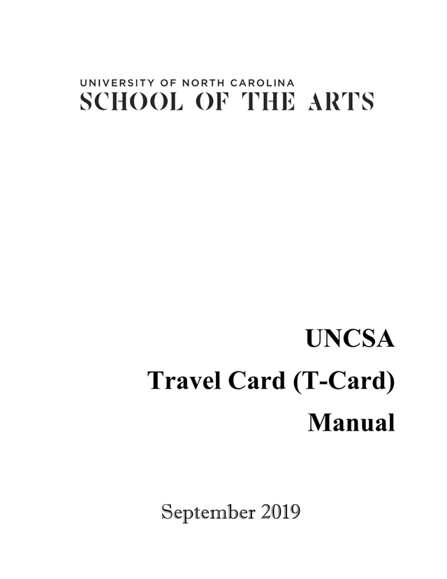 UNCSA Travel Card (T Card) Manual screenshot