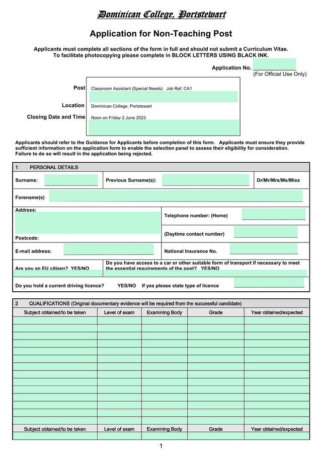 Application For Non Teaching Post screenshot