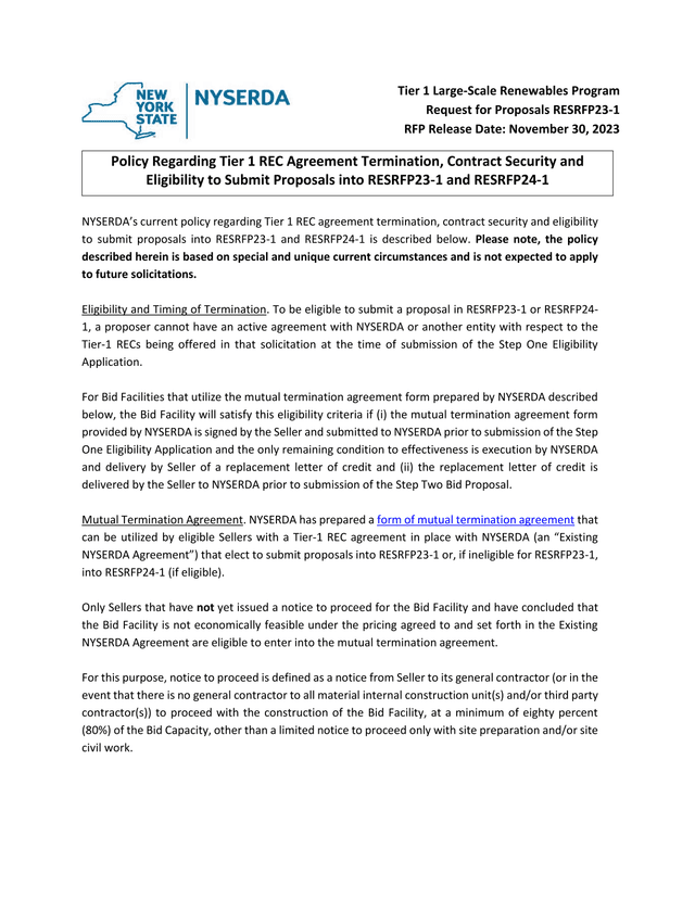 Tier 1 Large Scale Renewables Program Request For Proposals RESRFP23 1 screenshot