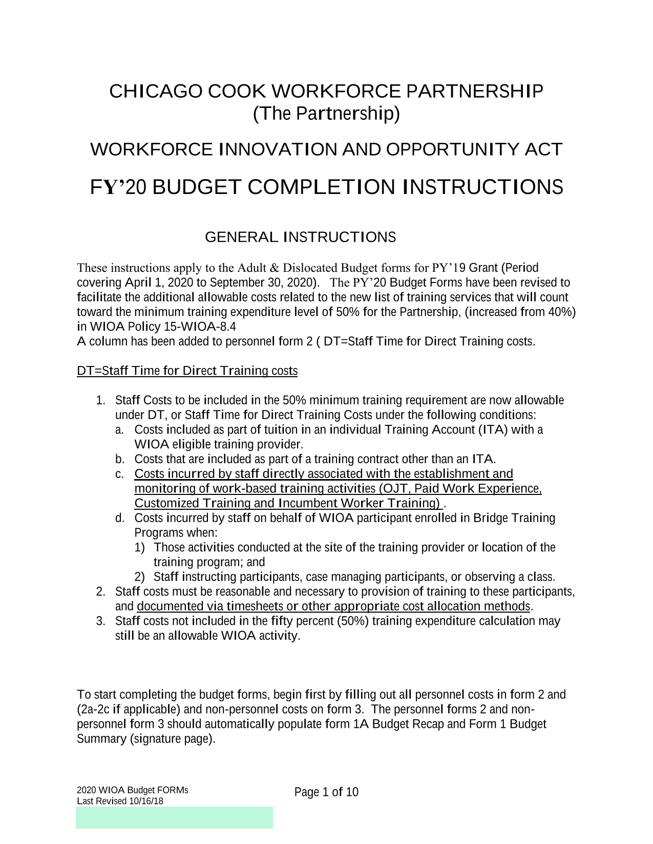 2020 WIOA Budget FORMs screenshot