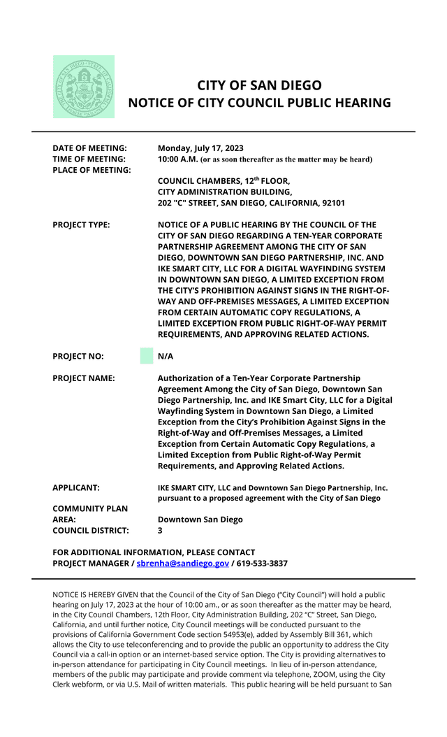 Notice Of City Council Public Hearing screenshot