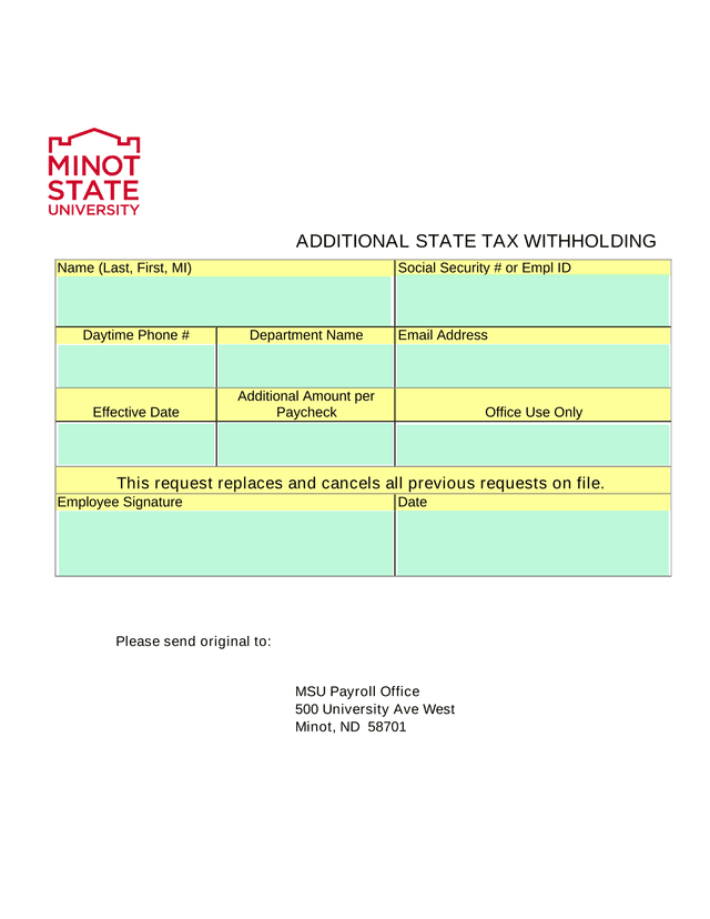 Additional State Tax Withholding screenshot