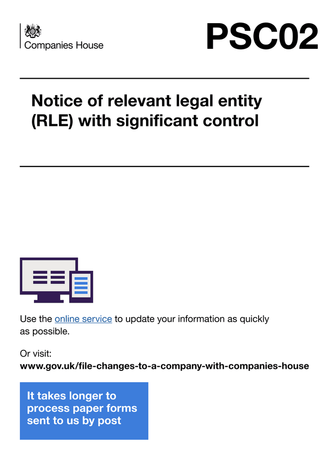 Notice Of Relevant Legal Entity (RLE) With Significant Control screenshot