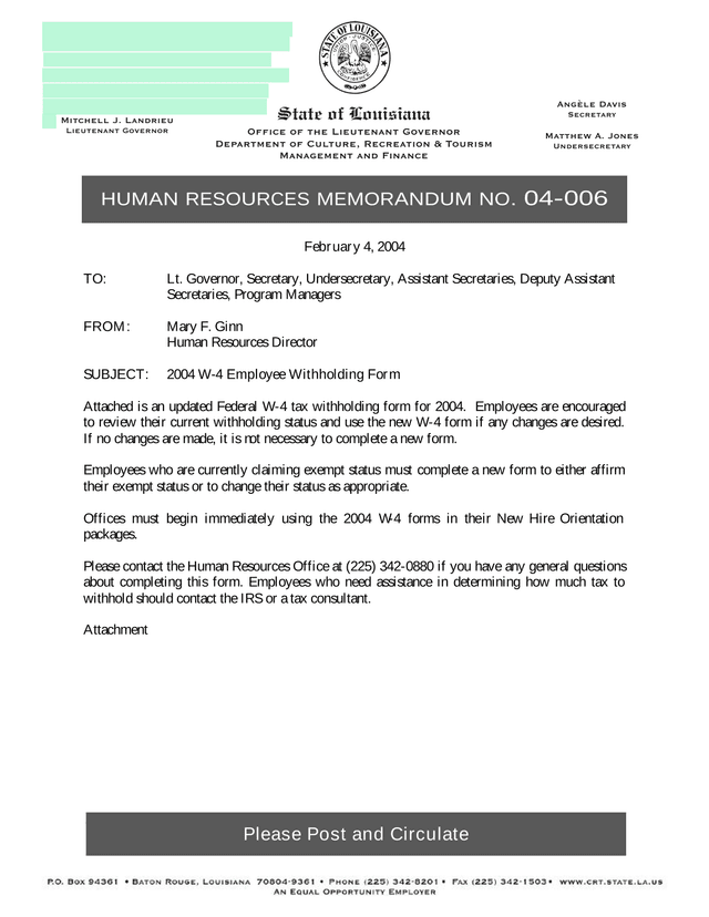HUMAN RESOURCES MEMORANDUM NO. 04 006 screenshot