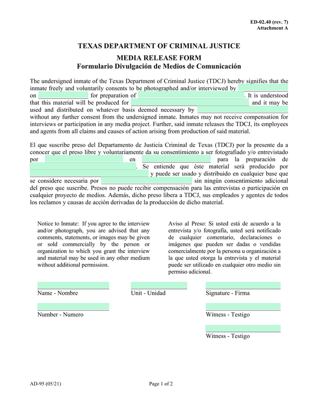 Media Release Form screenshot