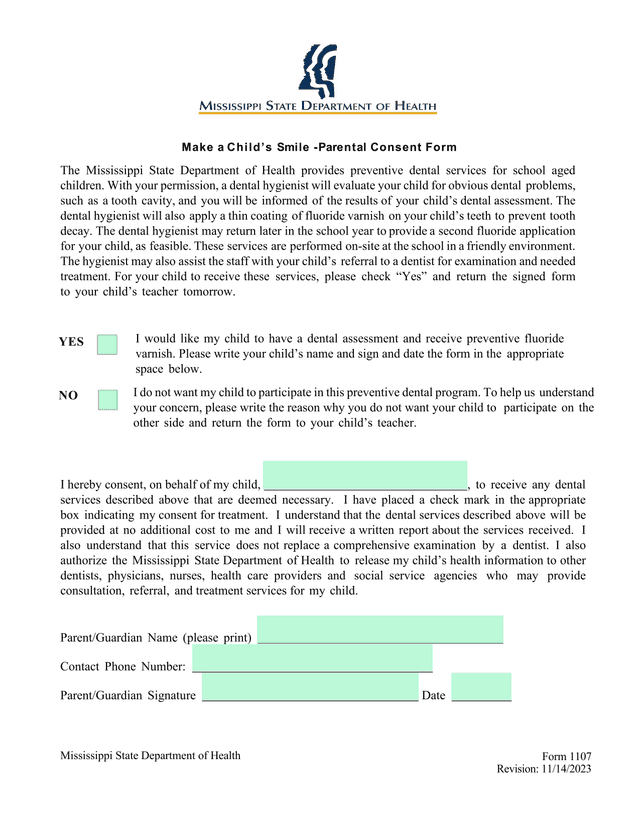 Make A ChildS Smile   Parental Consent Form screenshot