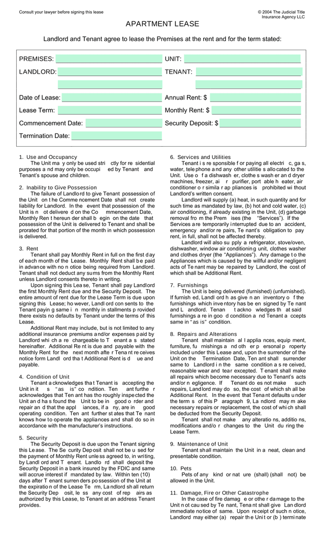 Apartment Lease screenshot