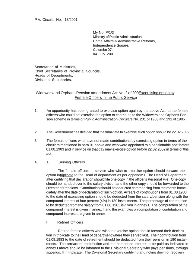 P.A. Circular No. 132001 screenshot
