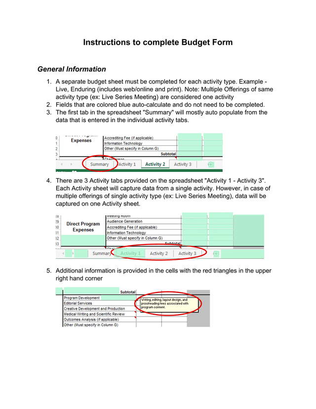 Budget Form screenshot