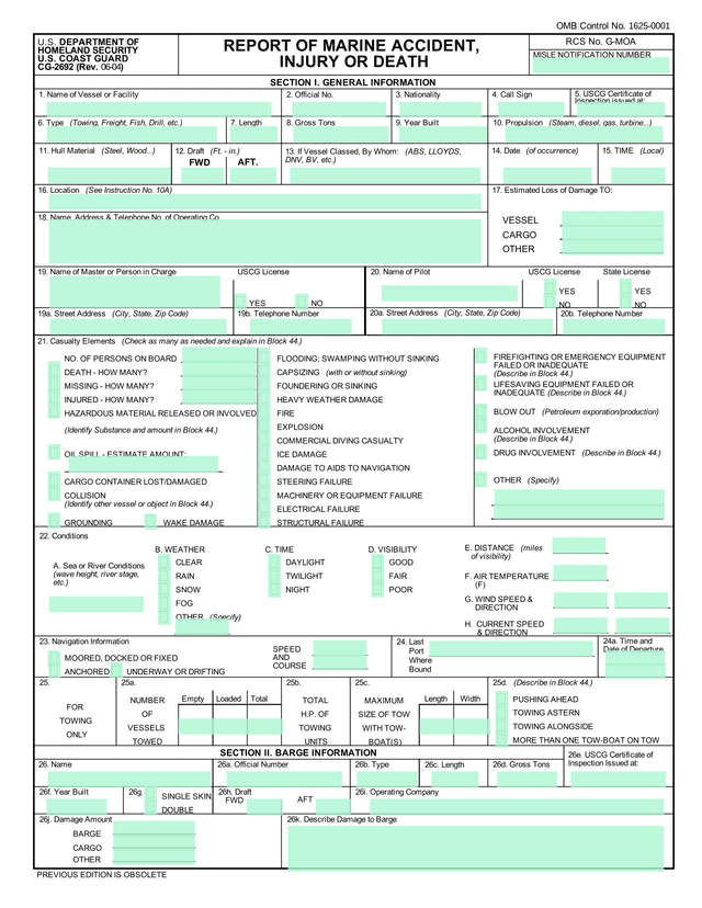 Report Of Marine Accident, Injury Or Death screenshot