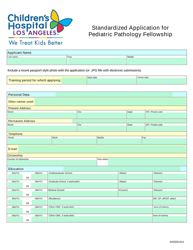 Standardized Application For Pediatric Pathology Fellowship screenshot