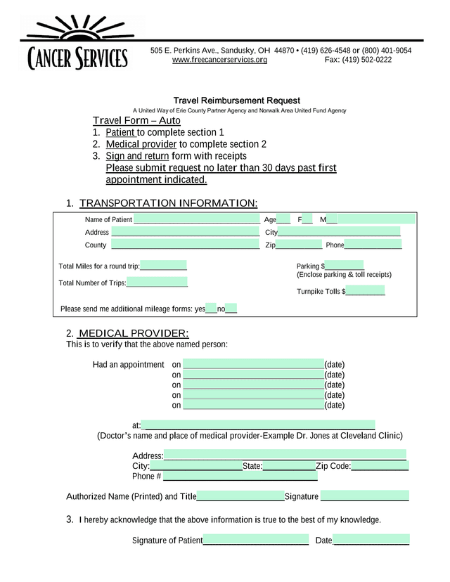 Travel Form  Auto screenshot