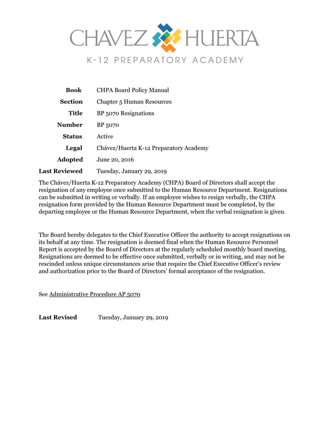 BP 5070 Resignations screenshot
