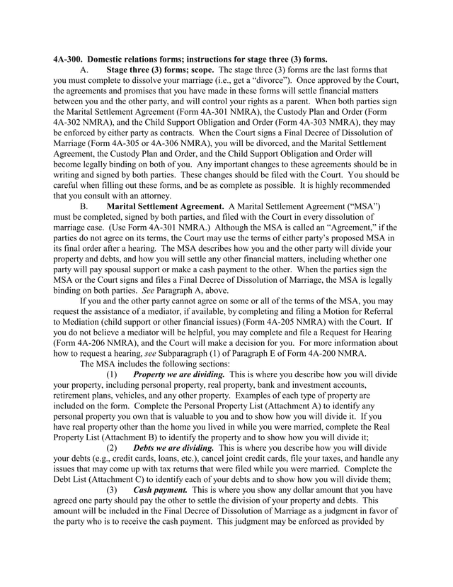4A 300 Domestic Relations Forms Stage Three Forms screenshot