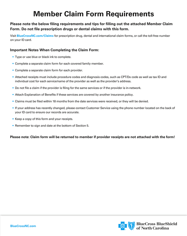 Member Claim Form screenshot