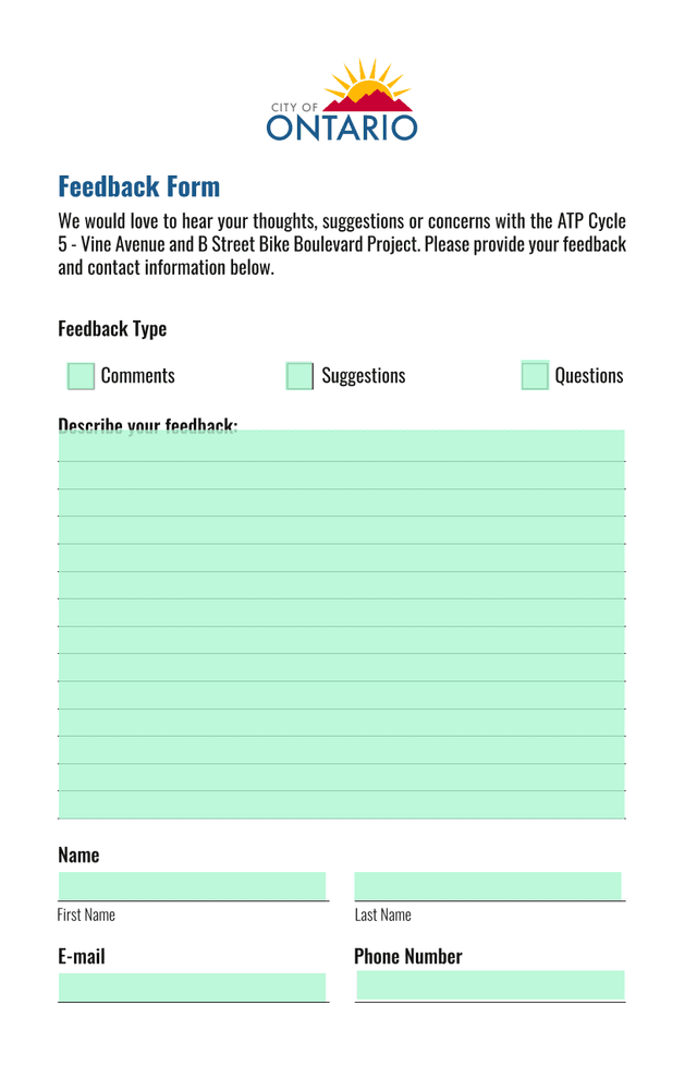 Feedback Form screenshot