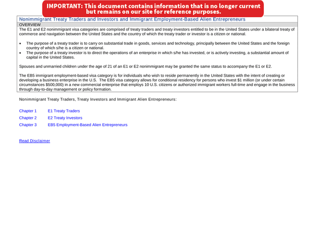 Nonimmigrant Treaty Traders And Investors And Immigrant Employment Based Alien Entrepreneurs screenshot