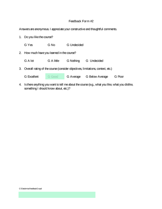 Feedback Form 2 screenshot