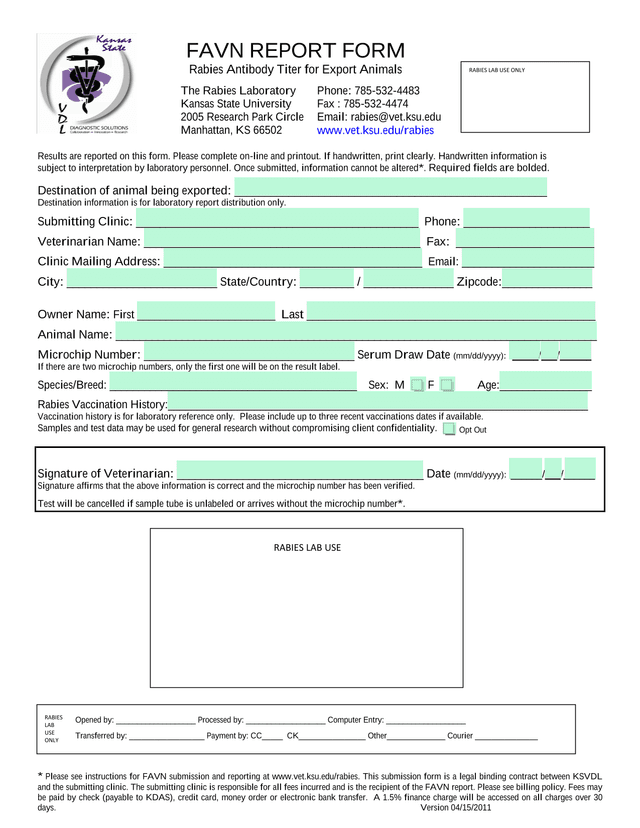 FAVN Submission Form screenshot