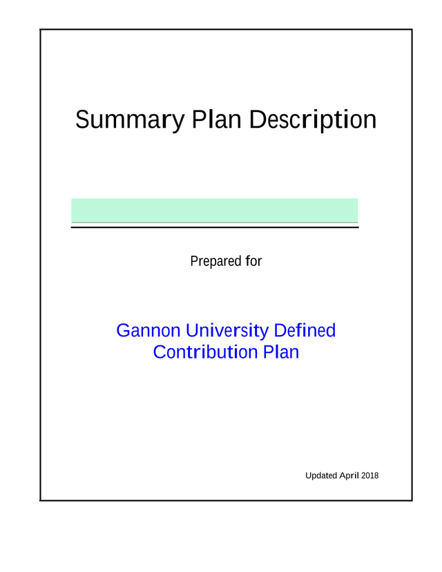 Summary Plan Description screenshot
