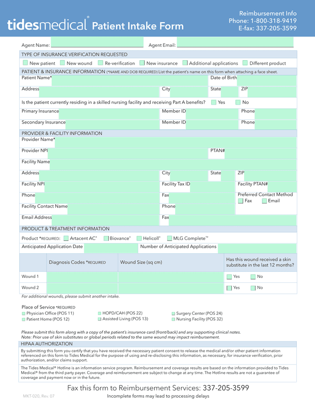 Patient Intake Form screenshot