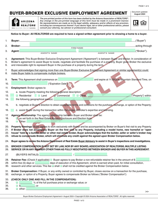 Buyer Broker Exclusive Employment Agreement screenshot