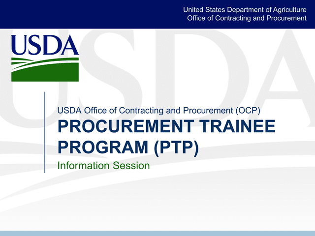 USDA Procurement Trainee Program (PTP) Information Session screenshot