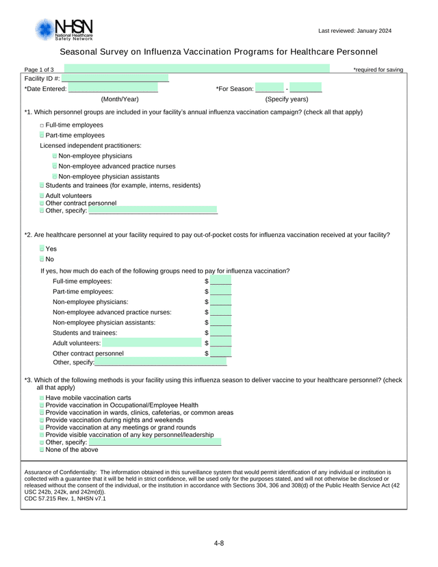 Seasonal Survey On Influenza Vaccination Programs For Healthcare Personnel screenshot