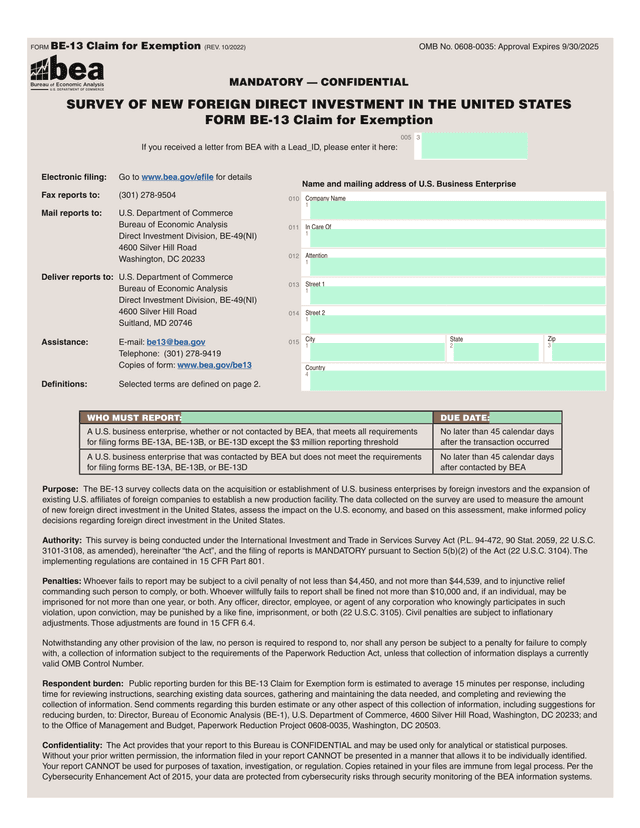 BE 13 Claim For Exemption screenshot